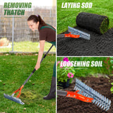 Thatch Rake for Lawn with Adjustable Handle Heavy Duty Steel Lawn Rake