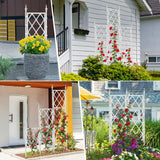 63 Inch White Metal Pipe Garden Trellis Support Fence Frame for Climbing