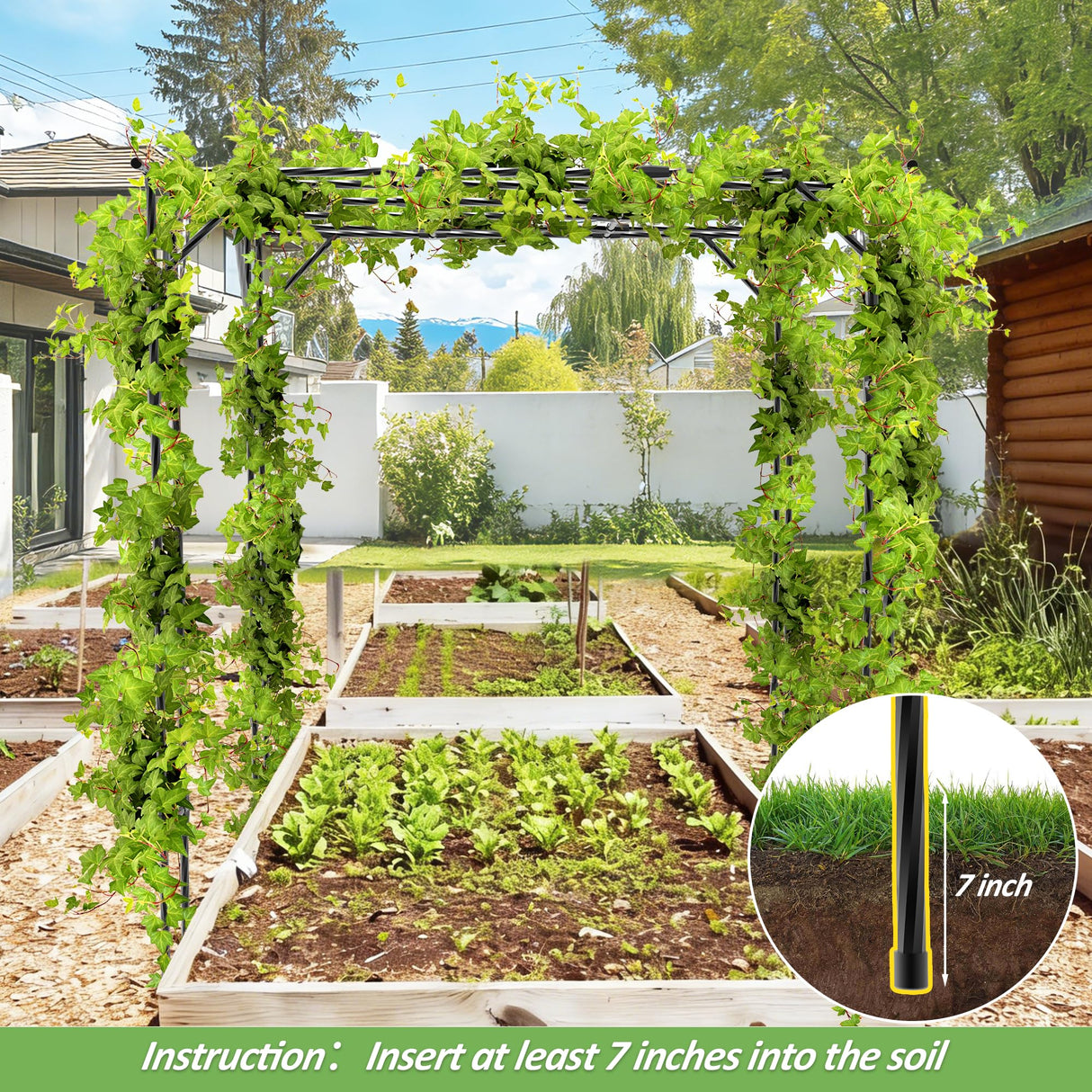 Grape Vine Trellis - Cucumber Trellis Size: 112.8 * 96 * 80.4 inches - Large Outdoor Garden Arch Trellis, Used for Outdoor Climbing of Plants, Courtyard and Garden Decoration （Leg spacing 97"）