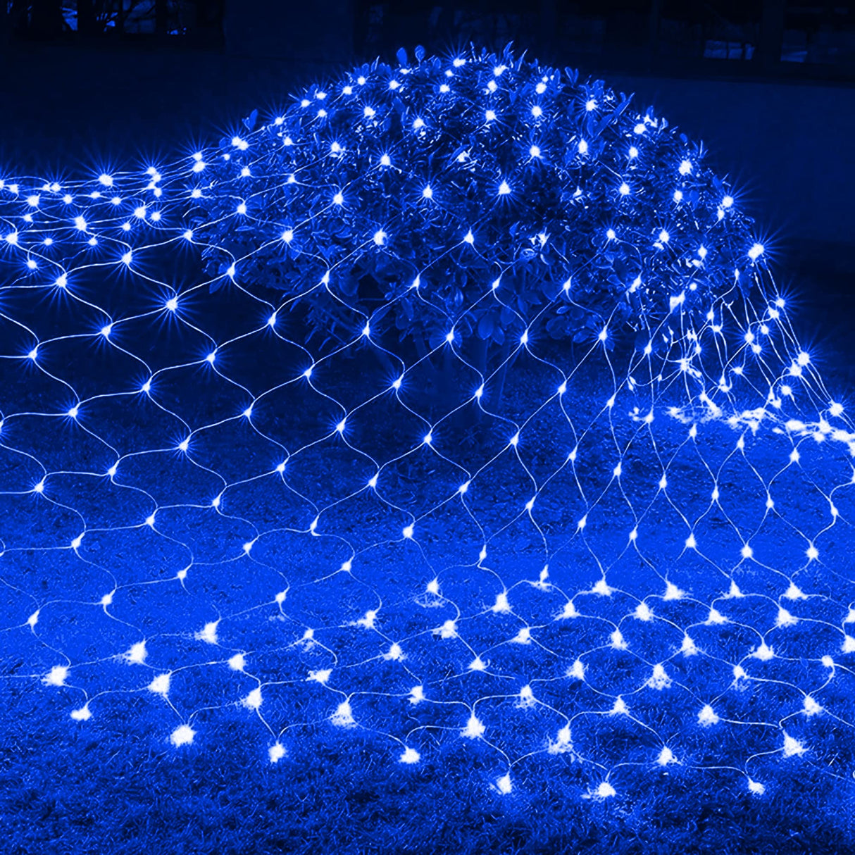 FUNPENY Christmas Net Lights, 9.8ft x 6.6ft 200 LED Mesh Decor Clear Wire with 8 Modes Waterproof Connectable Xmas Decorations for Outdoor Outside Bushes Yard Lawn Patio Tree Garden Party (Blue)