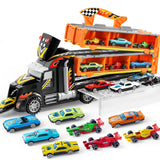 JOYIN Toy Truck for Kids, Race Toy Cars, 60" Extra Long Race Track and 12 Die-Cast Metal Cars, Toddler Carrier Truck with Lights & Sounds, Christmas Birthday Gifts for 2 3 4 5 6 7 Years Old Grandkids