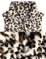 LOMON Women's Leopard Sleeveless Zipper Sherpa Fleece Vest Christmas Jacket Coat with Pockets Apricot Leopard L