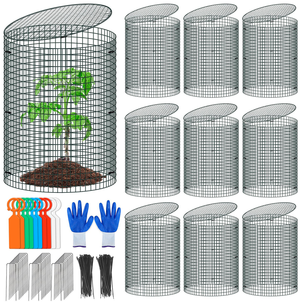 10 Pack Wire Plant Protector with Cover, 16"x12"