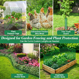 Lucomb Plant Protectors from Animals 15.7 x 157 in Green Chicken Wire Plant Cages for Outdoor Plants, Hexagonal Wire Plant Protector with Ground Stakes, Pliers, Garden Protection from Animals