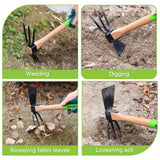 WORKPRO Hoe and Cultivator Garden Rake with 14" Wooden Handle