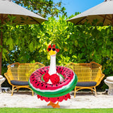 GANSHAYA Hawaiian Porch Goose Outfits Summer Bikini Goose Outfit Fits 23" Goose Statue with Hat Sunglasses & Swimming Ring for Cement Yard Decor(Watermelon)