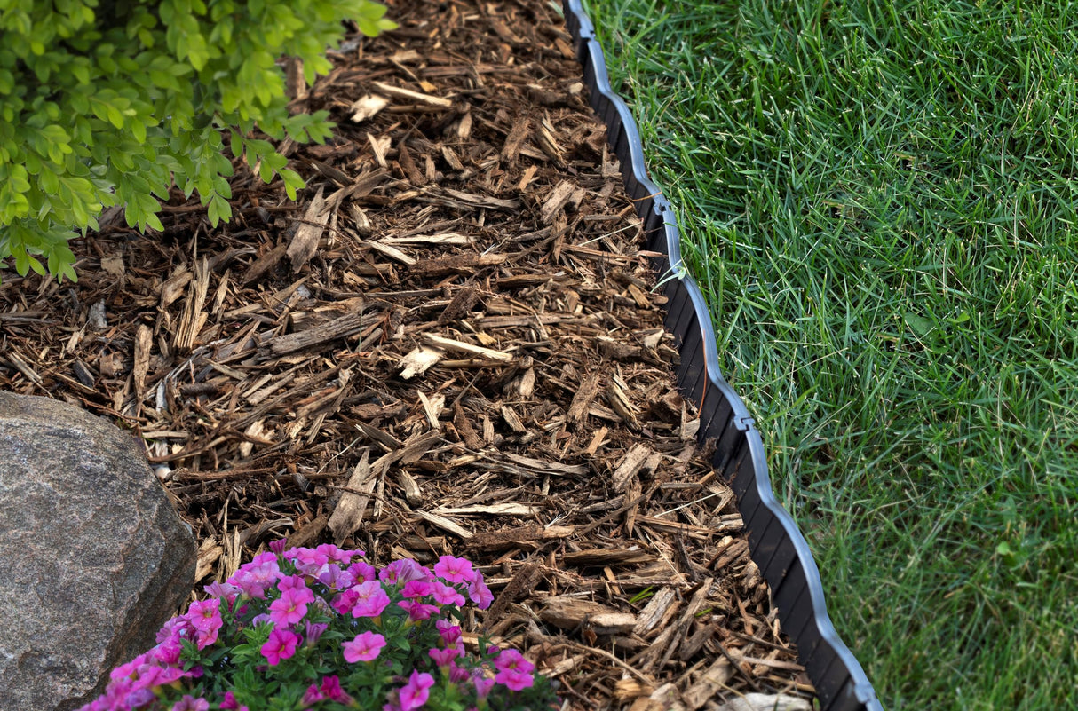Master Mark Dig-Free Poundable Pound-In Landscape Edging, Garden Edging Border, Decorative Scallop Plastic Lawn Edging, 20 ft Coverage
