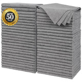 FIXSMITH Grey Microfiber Cleaning Cloth, Pack of 50, 16"X12" Cleaning Rags for Housekeeping and Kitchen, Reusable Shop Towels, Microfiber Towels for Cars, Lint Free, Scratch-Free, Highly Absorbent