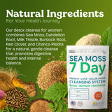 Atlantic Naturals Sea Moss 7 Day Detox Liver, Gallbladder & Kidney Cleanse - Support with Dandelion Root, Milk Thistle, Burdock Root, Red Clover, Chanca Piedra - Pineapple Flavor Drink Mix (14 oz)