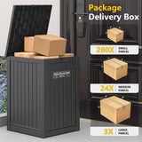 GULAIMOAO Package Delivery Box for Outside, Storage Box with Lockable Secure, Outdoor Resin Package Drop Container Waterproof for Backyard, Garden, Patio & Lawn, Black