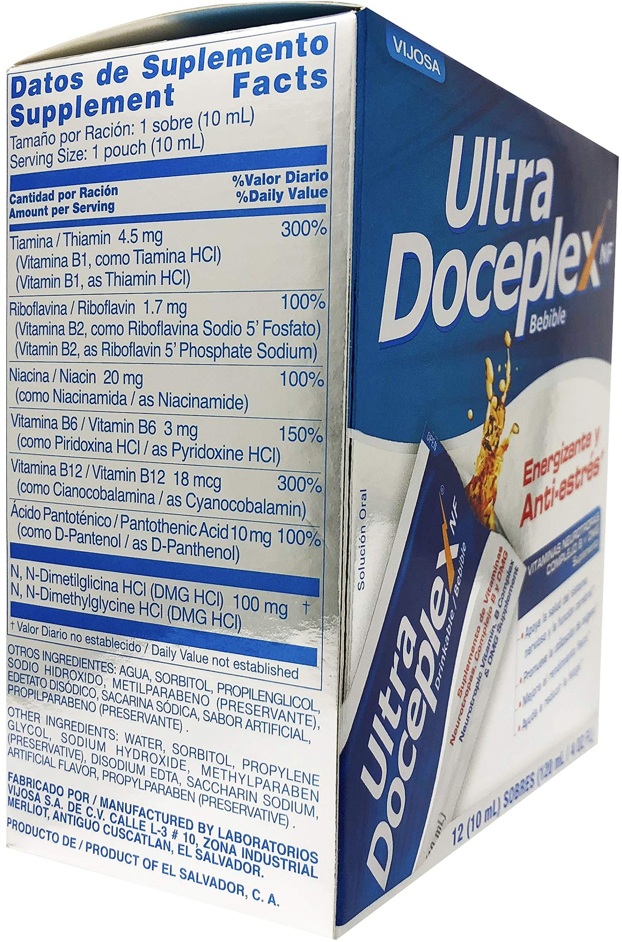 VIJOSA Ultra Doceplex Energy Pouches - Powerful B Complex in a Pouch -liquid, 12 Pouches