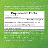 Odorless Aged Garlic Pills, 6,000mg Per Serving, 500 Softgels – 24:1 Garlic Oil Extract – Fresh Allium Sativum Bulb Source – Heart & Immune Antioxidant Supplements – Non-GMO