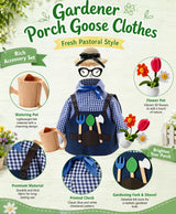 SIQUK Gardener Porch Goose Outfit Porch Goose Clothes Fit 23'' Geese Statue