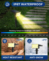 HGGH Solar Lights Outdoor Waterproof IP67, 60 LED 3 Lighting Modes Solar Spot Lights Outdoor for Yard Garden Pathway Landscape, Auto On/Off, Function 2 in 1(Warm White, 4 Pack)