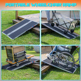 WHALEMOTOR Portable Wheelchair Ramp 4FT, Anti-Slip Aluminum Folding Portable Ramp, Wheelchair Ramps for Home, Weight Capacity Up to 600 LBS, with Transition Plates Above and Below