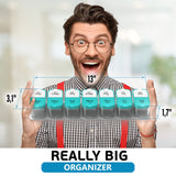 Extra Large Weekly Pill Organizer - XL Vitamin Holder with 7 Detachable AM PM Compartments - Portable Medicine Dispenser for Home and Travel, Big Supplement Container for Weekly or Daily Use, Mint