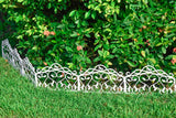 Evelyne Decorative Garden Border Plastic Edging – PP Plastic, Short Metal-Free Faux Wrought Iron Leaf & Bird Design, 8pcs Yard Landscaping Fence Liner Lawn Edge Barrier, 10ft Kit of Decorative Panels