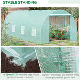 Outsunny 20' x 10' x 7' Walk-in Tunnel Greenhouse with Zippered Door & 8 Mesh Windows, Large Garden Green House Kit, Galvanized Steel Frame, Green