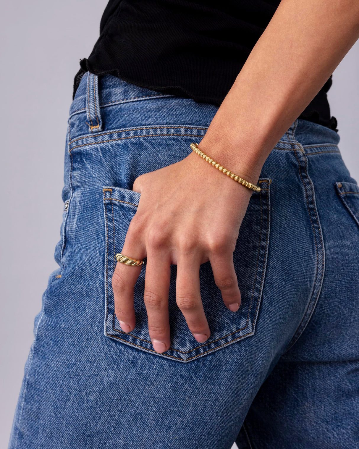 PAVOI 14K Yellow Gold Plated Ball Bangle Bracelets for Women | Waterproof Stainless Steel Beaded Hinged Bracelet | 7"