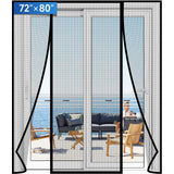 LONGEAS Magnetic Screen Door Upgraded PET Mesh Stronger Than Fiberglass and Polyester,Hands Free,Keeps Bugs Out,Pet & Kid Friendly,Suitable for Sliding Door,Large Patio Door and French Door-72''x80''