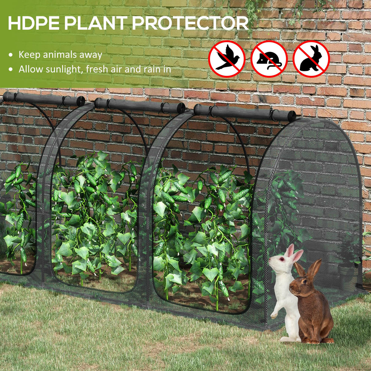 Outsunny 8' x 4' Crop Cage Plant Protection Tent for Garden, Black