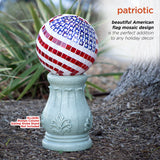 Alpine Corporation 10" Diameter Indoor/Outdoor Glass Mosaic Gazing Globe Yard Decoration, Patriotic Design