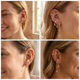 6 Pairs Gold Earrings Set for Women Moon Star Hoop Dangle Dainty Earrings