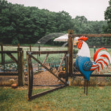 Backyard Expressions Rooster Décor Garden Statue - Chicken Yard Art Sculpture Outdoor - 63 Inch (Patriotic)
