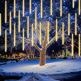Dazzle Bright 864 LED Christmas Light, Meteor Shower Rain Lights 11.8 Inch 24 Tubes, Waterproof Plug in Falling Rain Lights Decorations for Xmas Tree Yard Party (Warm White)