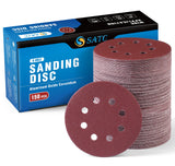 S SATC 150 PCS Sanding Disc 60 80 100 120 150 180 240 320 400 600 Grit Sanding Discs 5 Inch 8 Hole Hook and Loop Sanding Discs for Random Orbital Sander