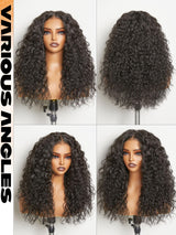 GORGIUS Glueless Curly Lace Front Wig Pre Plucked Middle Part Closure Wig 20 Inch Natural Black Pre Cut Synthetic Curl Wig Upgraded with Premium Human-Hair-Like Fiber