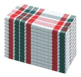 PurpleEssences Homestead Plaid Set of 12 Cloth Dinner Napkins 100% Cotton 18x18 - Soft Durable Washable - Ideal for Farmhouse Party Wedding Christmas - Red Green and White
