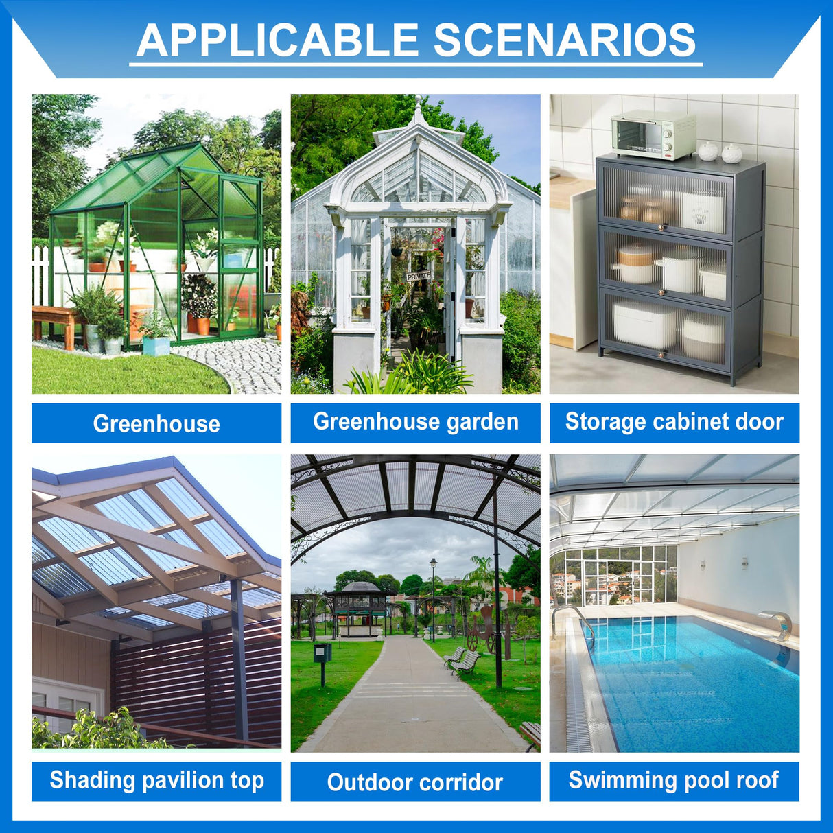 XISOCO 3 PCS 4' x 2' x 0.24'' Polycarbonate Greenhouse Panels, Double Layer Polycarbonate Panels, Outdoor Waterproof, UV Protected, Impact Resistance Clear Sheets, for Garden and Greenhouse