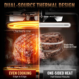 Stainless Steel Air Fryer Ceramic Coat Basket Non Toxic Metal Cavity 6 QT Compact for 2-3 PAX, DAYBEST Dual Heats Airfryer 450°F 12 in 1, Dishwasher Safed Pot, Plate, Rack & Liner (Stainless Steel)