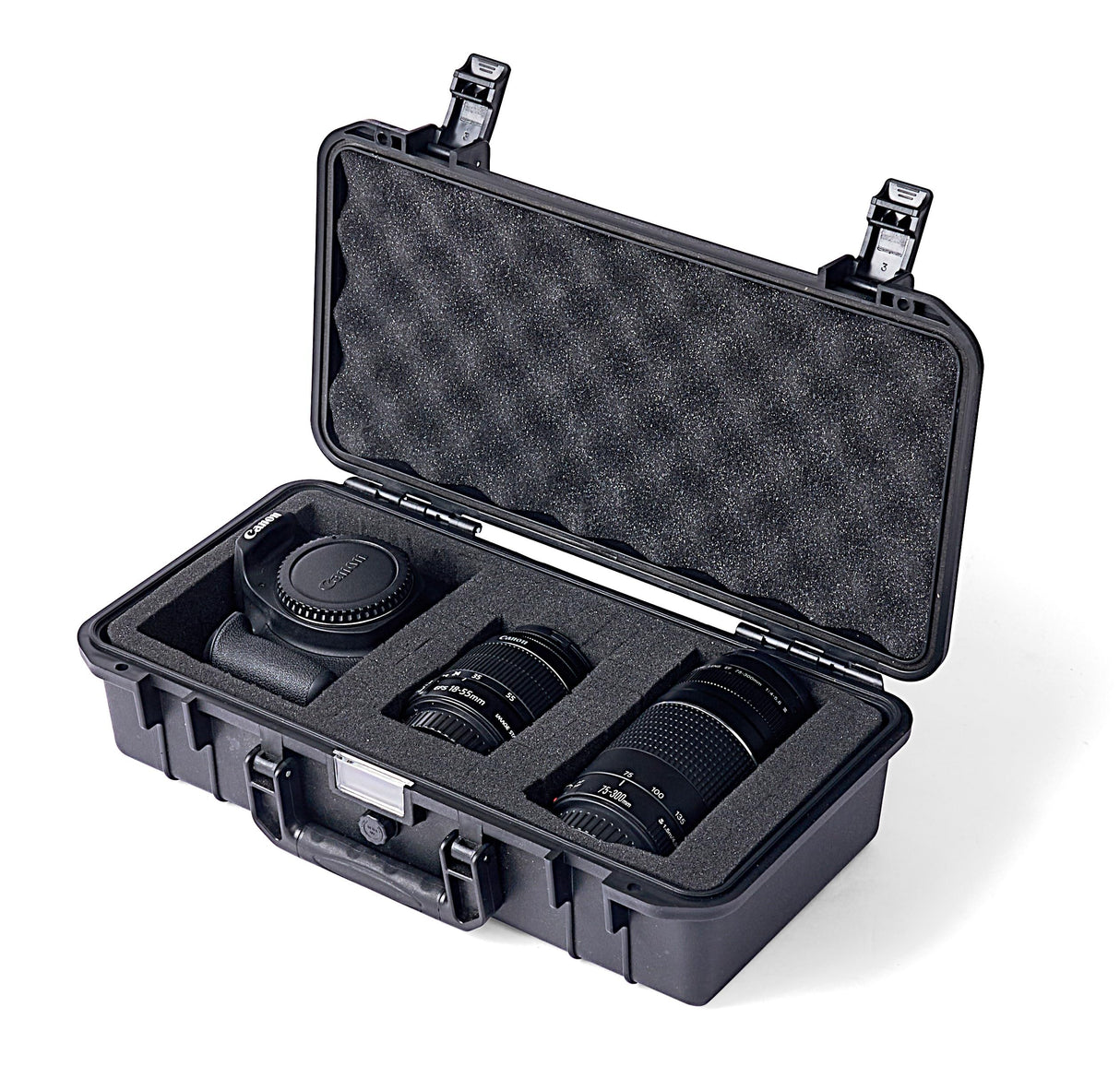 CHBAYI Waterproof Hard Storage Case Compatible with Canon EOS Rebel T7 DSLR Camera with EF18-55mm + EF 75-300mm Lens, Camera Protective Waterproof case with Foam (Camera/18-55mm&75-300mm Lenses case)