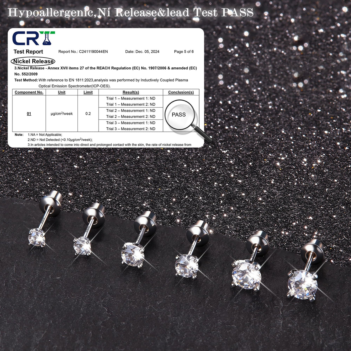 FASACCO 925 Sterling Silver Stud Earrings 18K White Gold Plated Screw Back Earrings for Women Girls Hypoallergenic Cubic Zirconia Earrings Studs 3MM 4MM 5MM Sparkling CZ Silver Over 36 Months Old