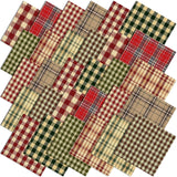 Fanfanwin 60 Pcs 10 x 10 Inch Vintage Christmas Quilting Fabric Plaid Homespun Cotton Fabric Jelly Squares Lattice Rustic Precut Santa Claus Quilting Strips for Xmas Craft Sewing DIY