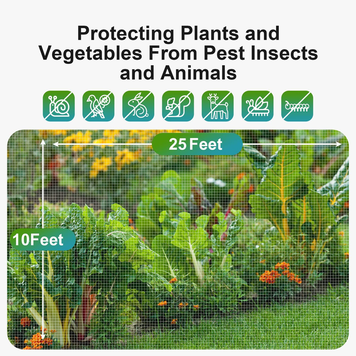 Garden Insect Netting Pest Barrier: 10'x25' Bug Netting for Garden Protection Mosquito Net Fine Mesh Cicada Tree Net Greenhouse Row Cover for Crops Plants Vegetables Flowers Fruits Silver