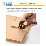 C.JET TOOL 10" Heavy Duty Scissors - Carpet Cutter, Industrial Multipurpose Tool for Cardboard, Leather, Pruning, Gardening - Professional Soft Grip Stainless Steel (Orange)