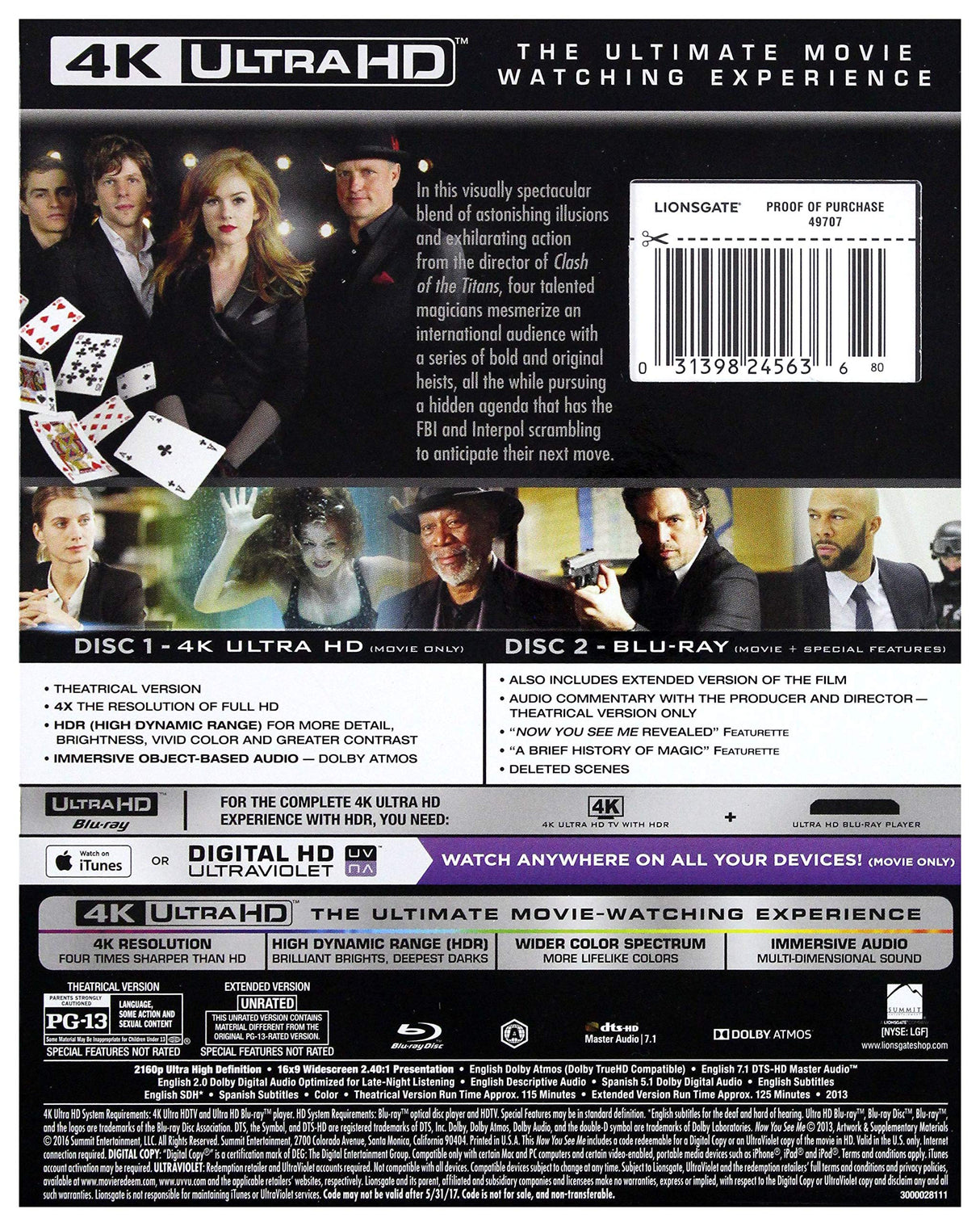 Now You See Me [4K Ultra HD + Blu-Ray + Digital HD] [4K UHD]
