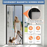 METAONLY Fiberglass Magnetic Screen Door Mesh Fits 36" x 80" Door - Curtain Size 38" x 82", Works for Patio, Sliding Door, Keeps Bug Mosquito Out, Fresh Air Flow, Black