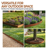 Worth Garden 6 Pack Cor-Ten Steel Landscape Edging w/Rust Patina Finish - 40" L x 8" H Strips - Hammer-in 14-Gauge Metal Corten Edging Border w/ 7 Clips & Gloves - Edge for Lawn Yard (20Ft Total)