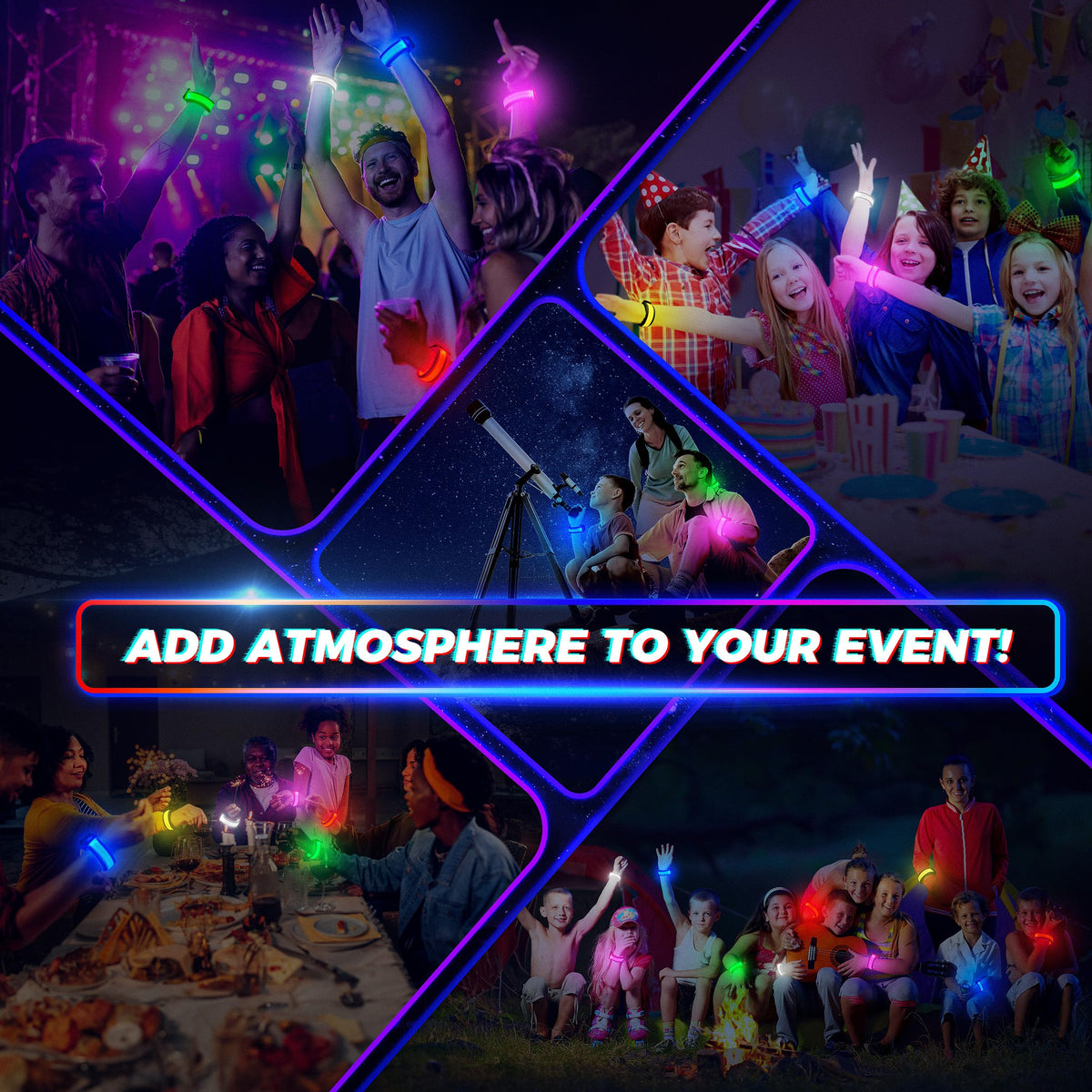 FANL 8/12/24 Pack LED Glow Bracelets, 8 Colors, Light Up Party Favors