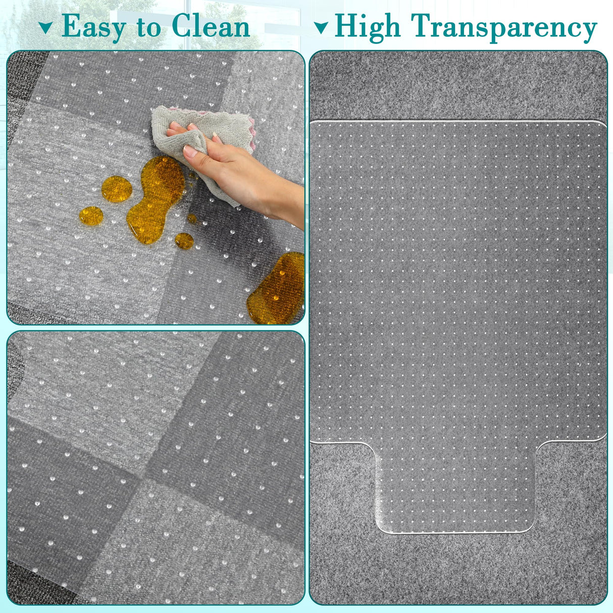 Office Chair Mat for Carpets, Clear Computer Desk Chair Mat for Low Pile and No Pile Carpeted Floors, Thick and Sturdy Floors Protector on Carpet for Home Office, Slip Resistant (36"x 48" Rectangle)
