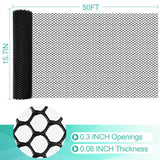 Plastic Mesh Fence Sheet 15.7IN x 50FT - 0.3IN Opening Plastic Chicken Wire Netting Roll Durable for Dogs, Poultry, Puppy, Garden Snake Barrier with 50 Pcs Zip Ties - Black