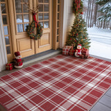 GENIMO Christmas Outdoor Rug for Patio, 5'x8' Waterproof Reversible Plastic Straw Rugs, Lightweight RV Camping Mat for Camper, Balcony, Deck, Backyard, Picnic, Red & White