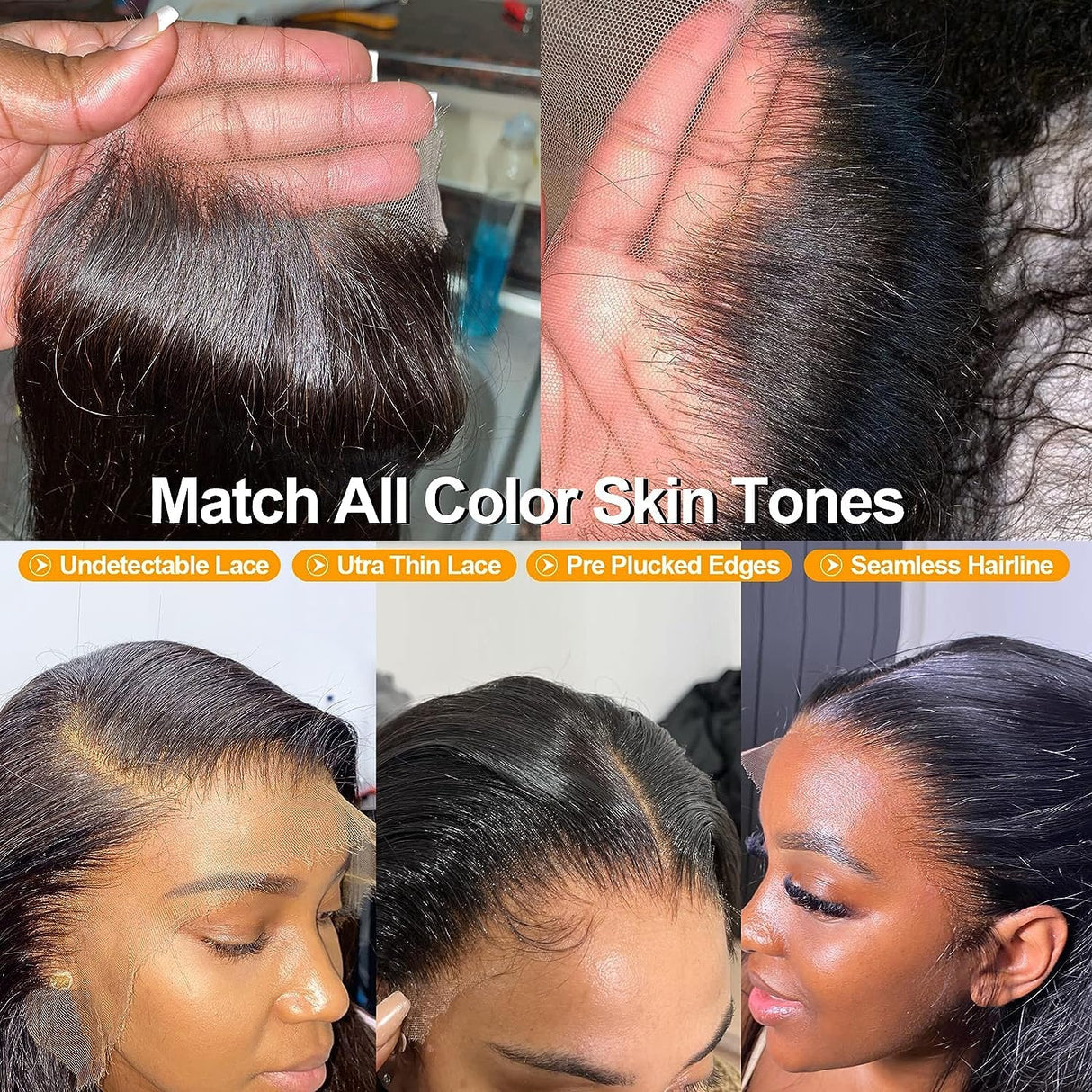 BEEOS 5x5 Skinlike Real HD Lace Closure Only, Pre-plucked Straight Human Hair Closure 0.10mm Ultra-thin Melted Invisible Swiss Lace Small Single Knot 16 Inch