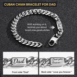 VNOX Gift for Dad from Daughter Son Silver Stainless Steel Cuban Link Chain Bracelet Day Father Birthday Valentines Ideas for New Daddy Stepdad,8.3 Inches