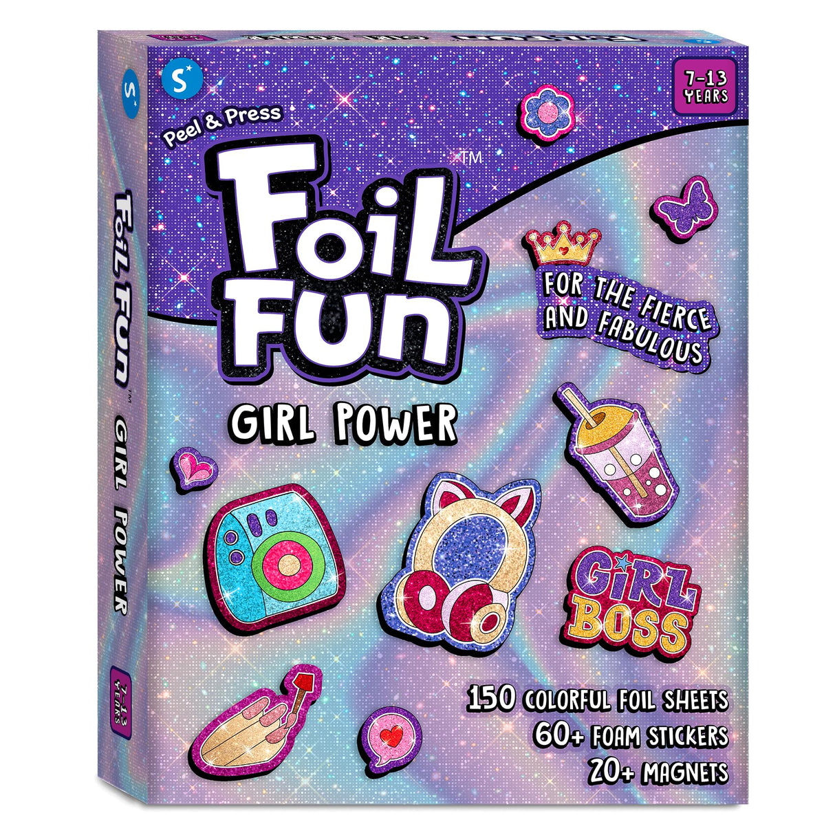 Skillmatics Foil Fun - Girl Power, 20+ DIY Foil Art Magnets, Mess-Free Craft Kit, 60+ Foam Stickers, Creative Activity for Girls, Kids, Tweens, Teens (Ages 7-13), Christmas Gifts, Travel, Party Favor