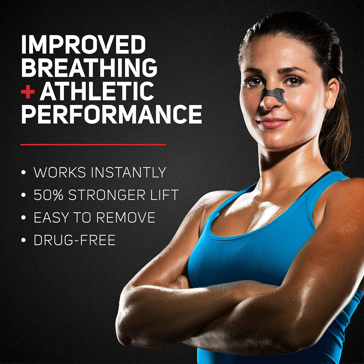 Clear Passage Performance Nasal Strips for Athletes, Sports Dilators, Improves Breathing & Athletic Performance, Instant Nasal Congestion Relief, Reduce Snoring, Black, Large/XL, 50 Count